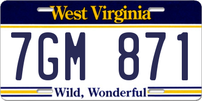 WV license plate 7GM871