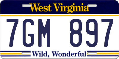 WV license plate 7GM897