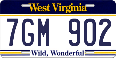 WV license plate 7GM902