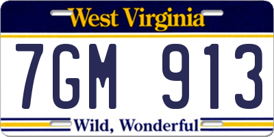 WV license plate 7GM913