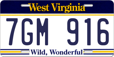 WV license plate 7GM916