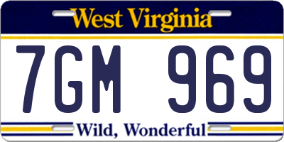 WV license plate 7GM969