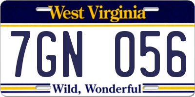 WV license plate 7GN056