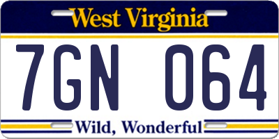 WV license plate 7GN064