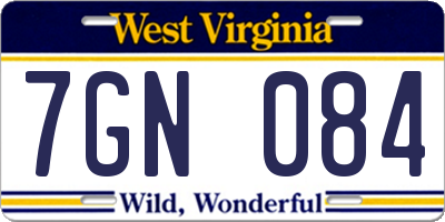 WV license plate 7GN084