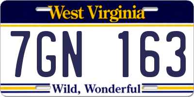 WV license plate 7GN163