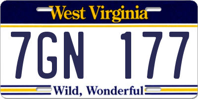 WV license plate 7GN177