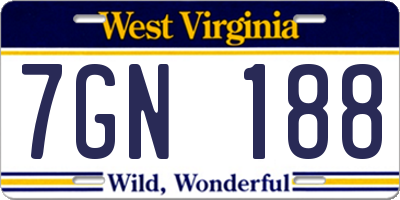 WV license plate 7GN188