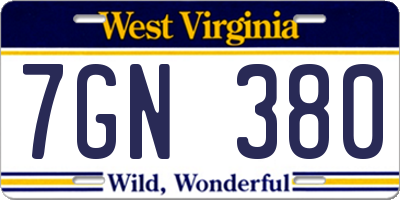 WV license plate 7GN380