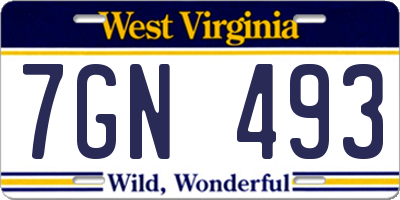 WV license plate 7GN493