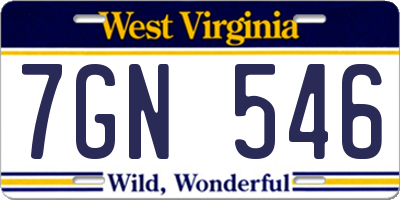 WV license plate 7GN546