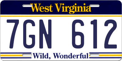 WV license plate 7GN612