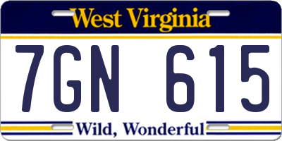 WV license plate 7GN615