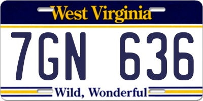 WV license plate 7GN636