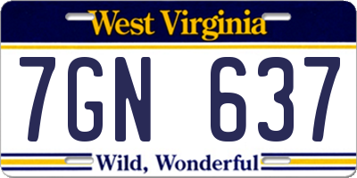 WV license plate 7GN637
