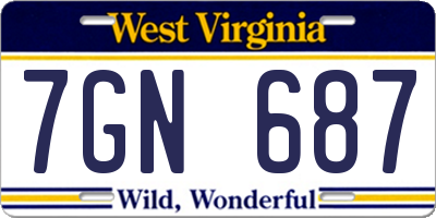 WV license plate 7GN687
