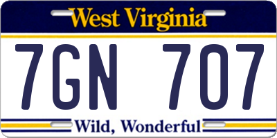 WV license plate 7GN707