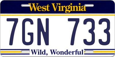 WV license plate 7GN733