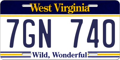 WV license plate 7GN740