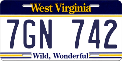 WV license plate 7GN742