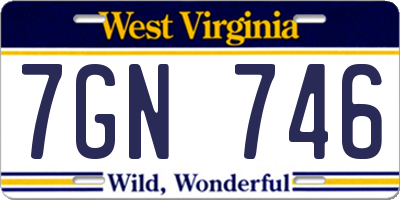 WV license plate 7GN746