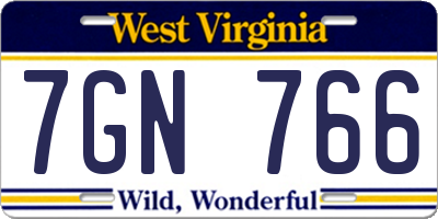 WV license plate 7GN766