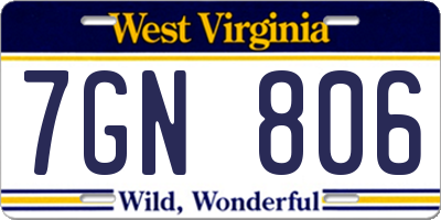 WV license plate 7GN806