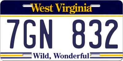 WV license plate 7GN832