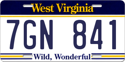 WV license plate 7GN841