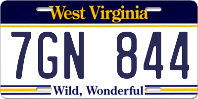 WV license plate 7GN844