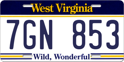 WV license plate 7GN853