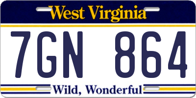WV license plate 7GN864