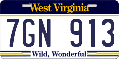 WV license plate 7GN913