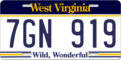 WV license plate 7GN919