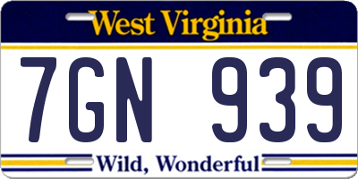WV license plate 7GN939