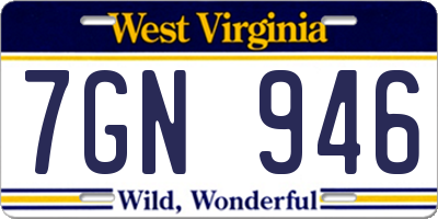 WV license plate 7GN946
