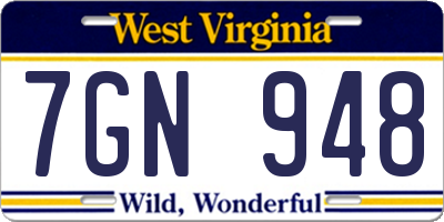 WV license plate 7GN948