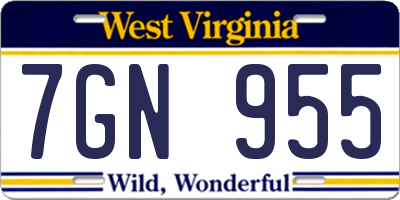 WV license plate 7GN955