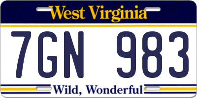WV license plate 7GN983