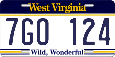 WV license plate 7GO124
