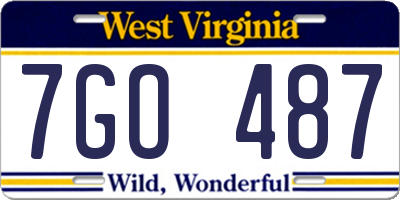WV license plate 7GO487