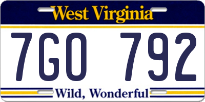 WV license plate 7GO792
