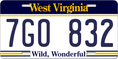 WV license plate 7GO832