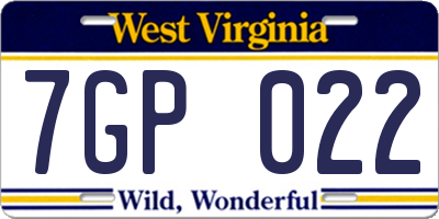WV license plate 7GP022