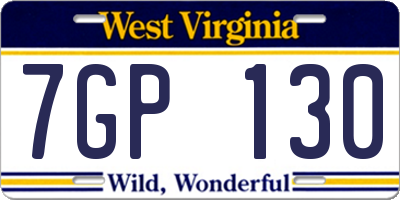 WV license plate 7GP130