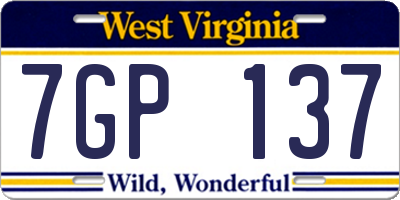 WV license plate 7GP137