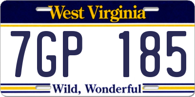 WV license plate 7GP185