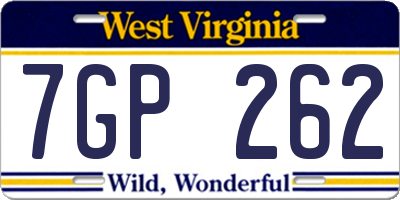 WV license plate 7GP262