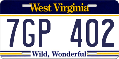 WV license plate 7GP402