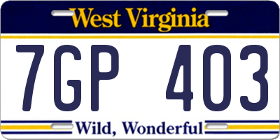 WV license plate 7GP403